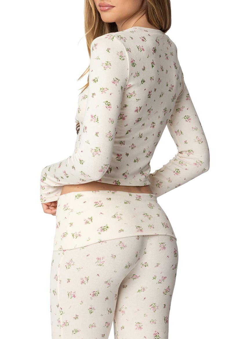 Bloom Print Long Sleeve T-Shirt, Alternate, color, CREAM