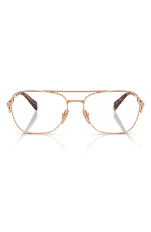 Prada 57mm Pilot Optical Glasses In Rose Gold