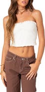 EDIKTED Ruffle Trim Crop Tube Top