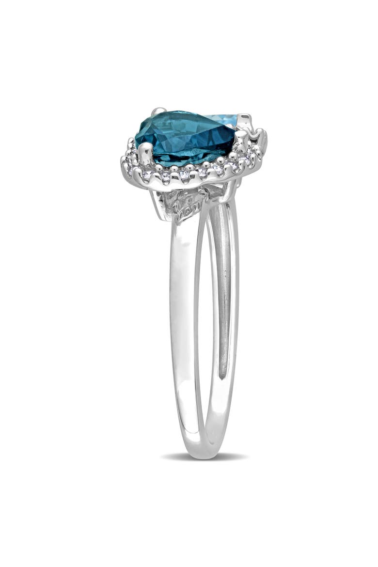 Blue Topaz & Diamond Heart Halo Ring 10k, Alternate, color, Blue Topaz