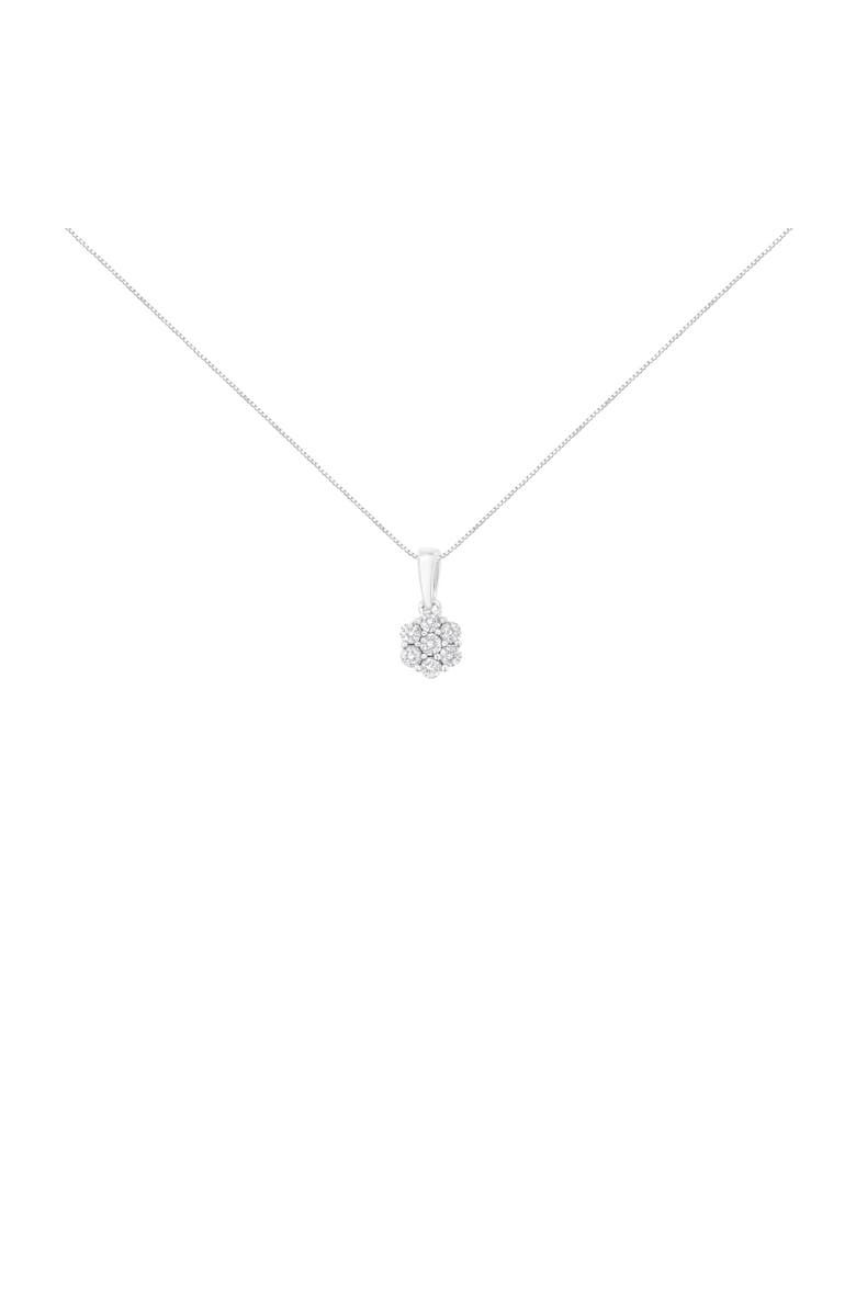 Haus of Brilliance 14K White Gold 1/2 cttw Diamond 7 Stone Floral Cluster Pendant Necklace, Alternate, color, White