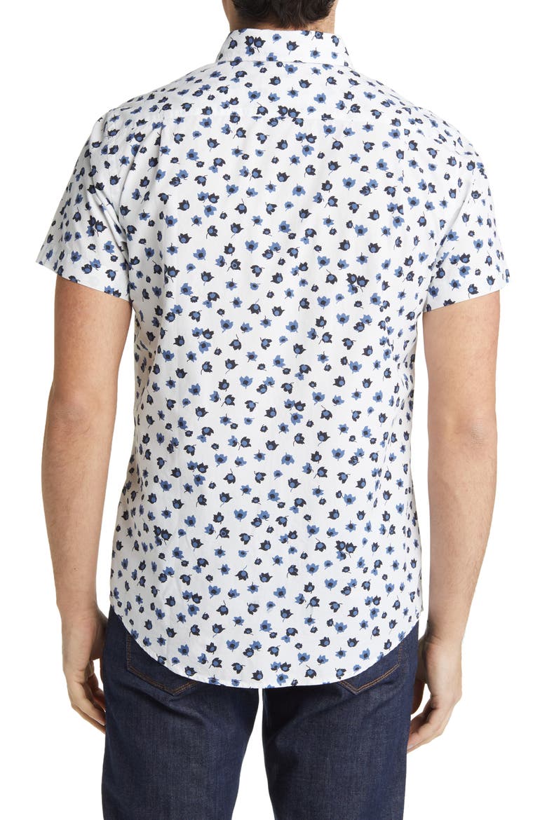 Cross Hills Floral Short Sleeve Button-Up Shirt, Alternate, color, SNOW