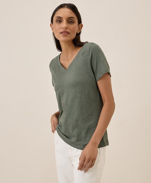 Pact Organic Cotton Featherweight Slub V-neck Tee In Castor Grey