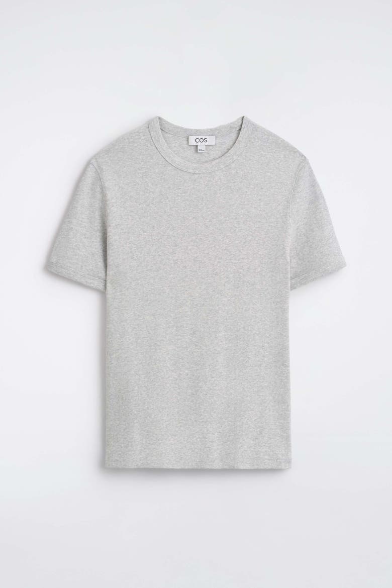 Slim Ribbed Cotton T-shirt, Alternate, color, LIGHT GRAY