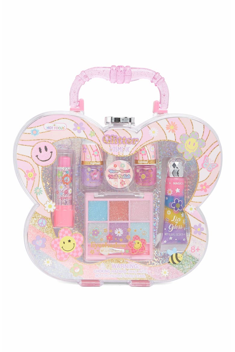 Kids' Groovy Flower Glitter Cosmetic Kit, Main, color, MULTI