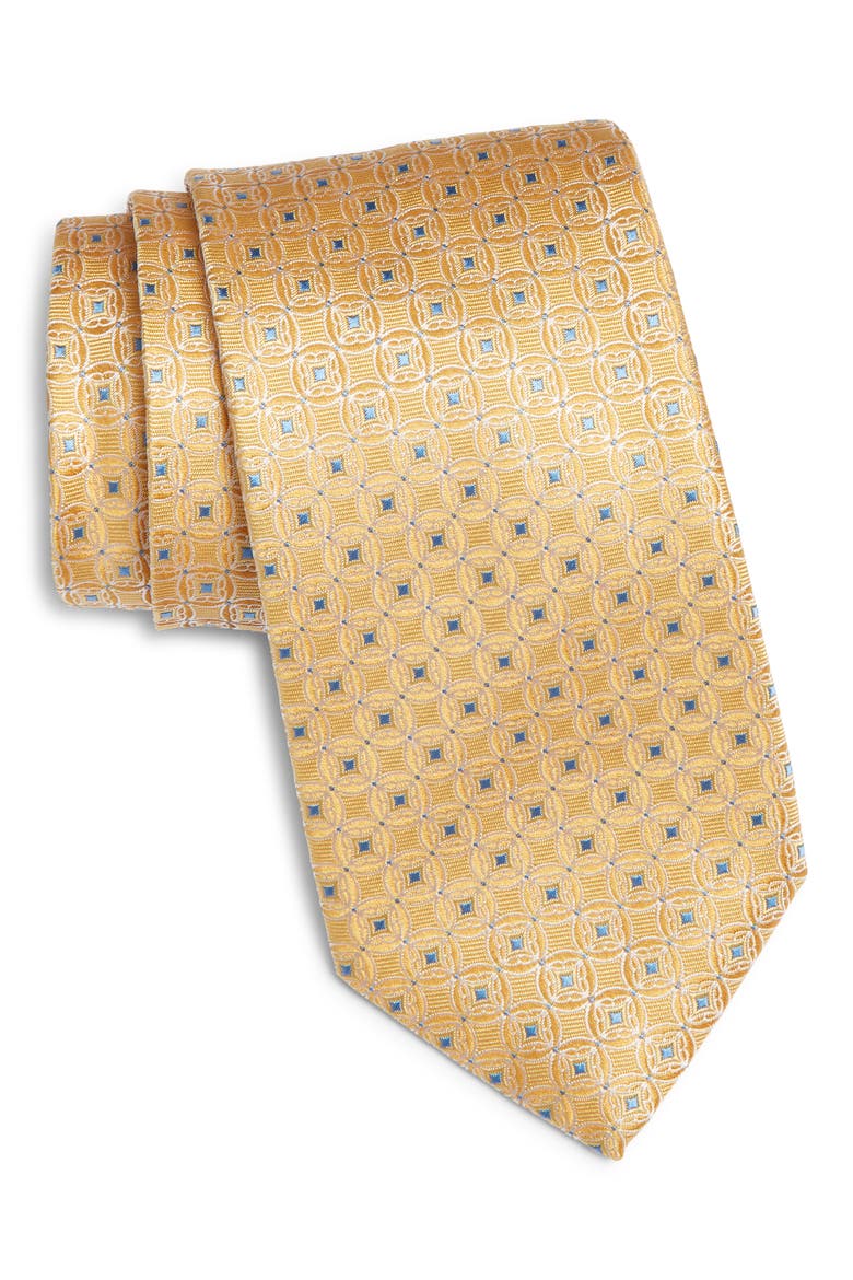 Medallion Silk Tie, Main, color, YELLOW