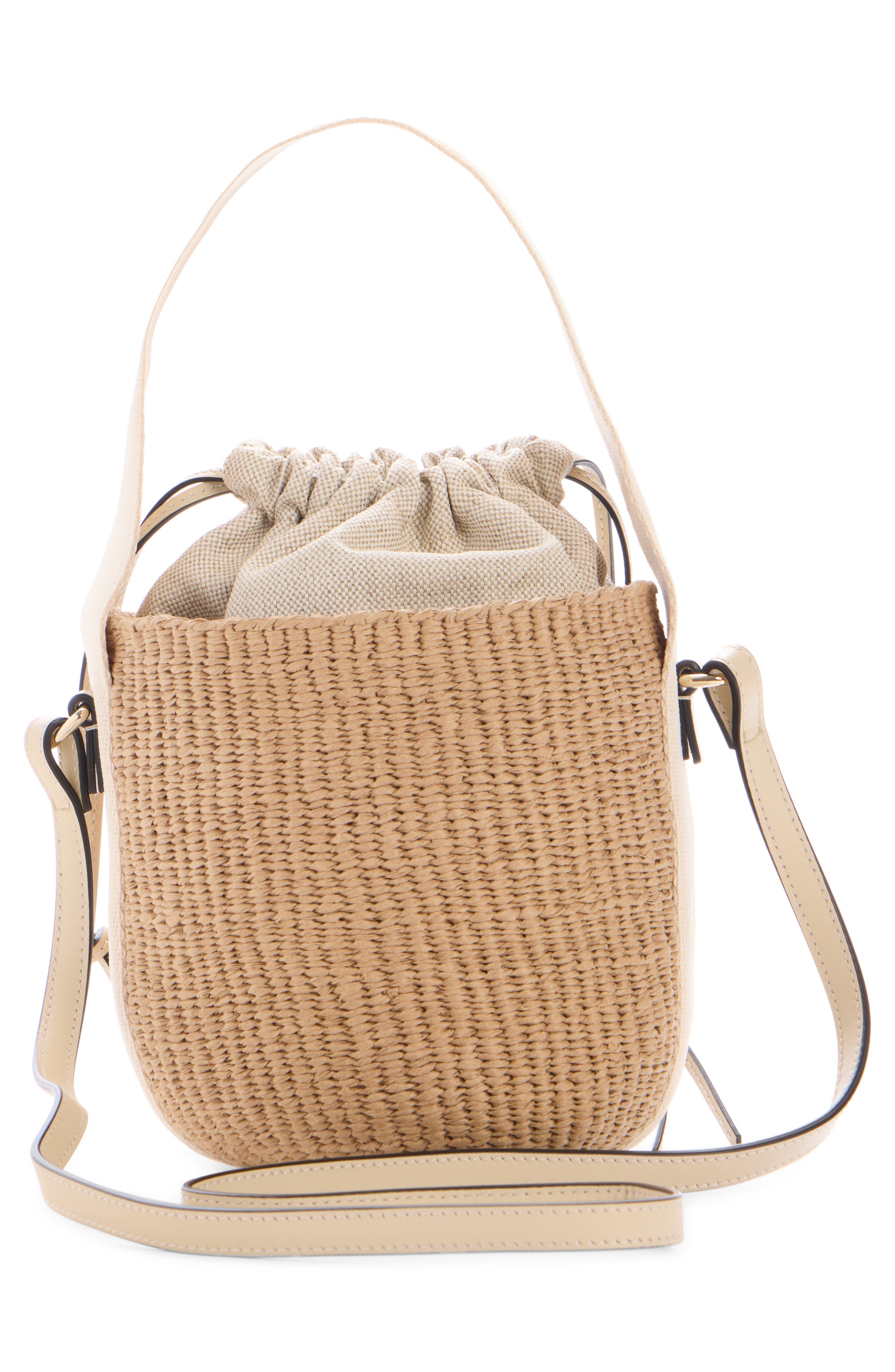 Chloé Horse Medal Woven Raffia Basket Bag, Alternate, color, 