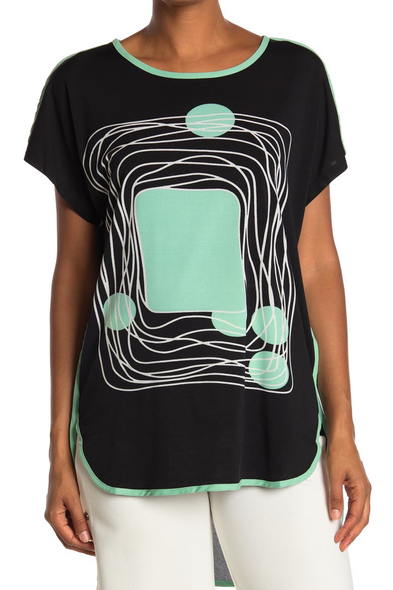 Graphic Print Top, Main, color, MINT/ WHITE
