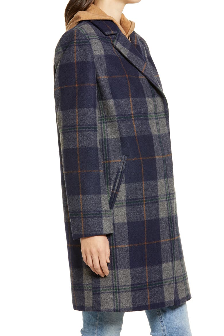 Plaid Notch Collar Coat, Alternate, color, BLUE PLAID