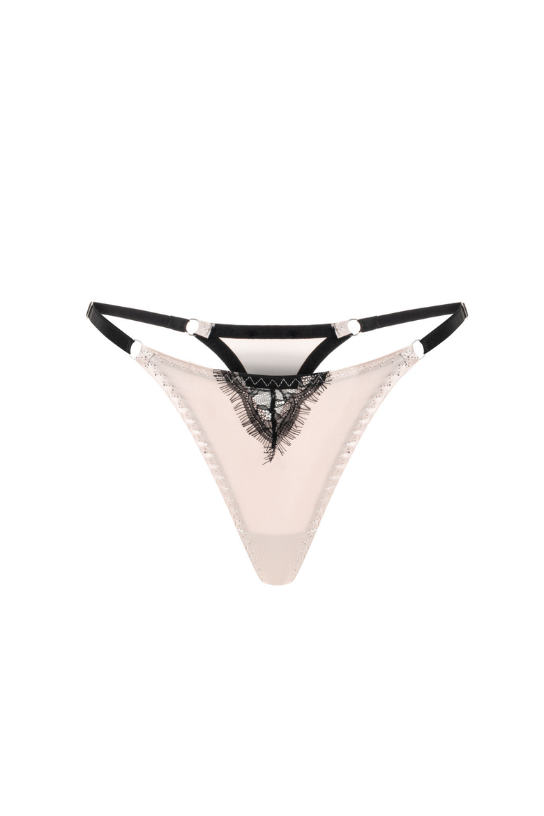 Eos Pure Thong - Silk & Lace G-String, Alternate, color, Beige
