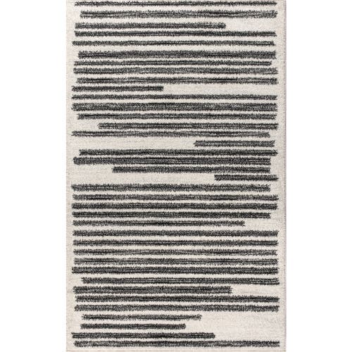 Jonathan Y Khalil Modern Berber Stripe Area Rug In Cream/black