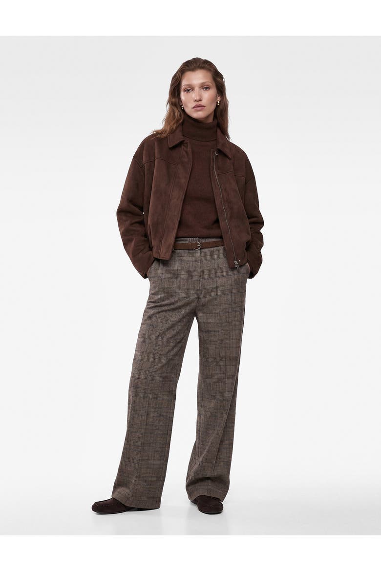 Mid Rise Plaid Trousers With Belt, Main, color, BROWN CHECK