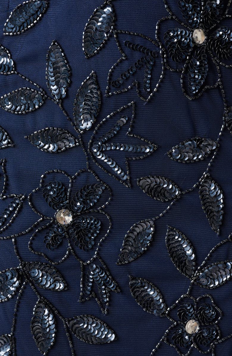Adrianna Papell Beaded Mesh Gown, Alternate, color, Light Navy