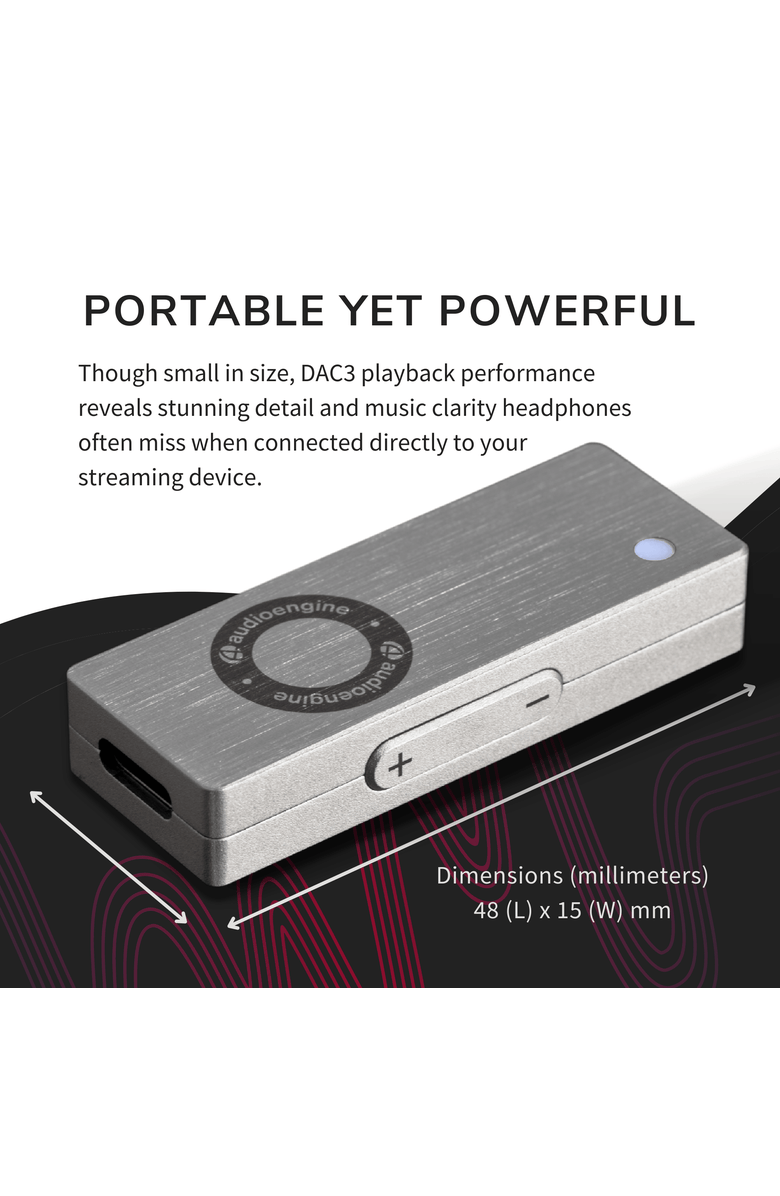 Audioengine DAC3 32 Bit Portable Headphone Amplifier & DAC, Alternate, color, Metallic Silver