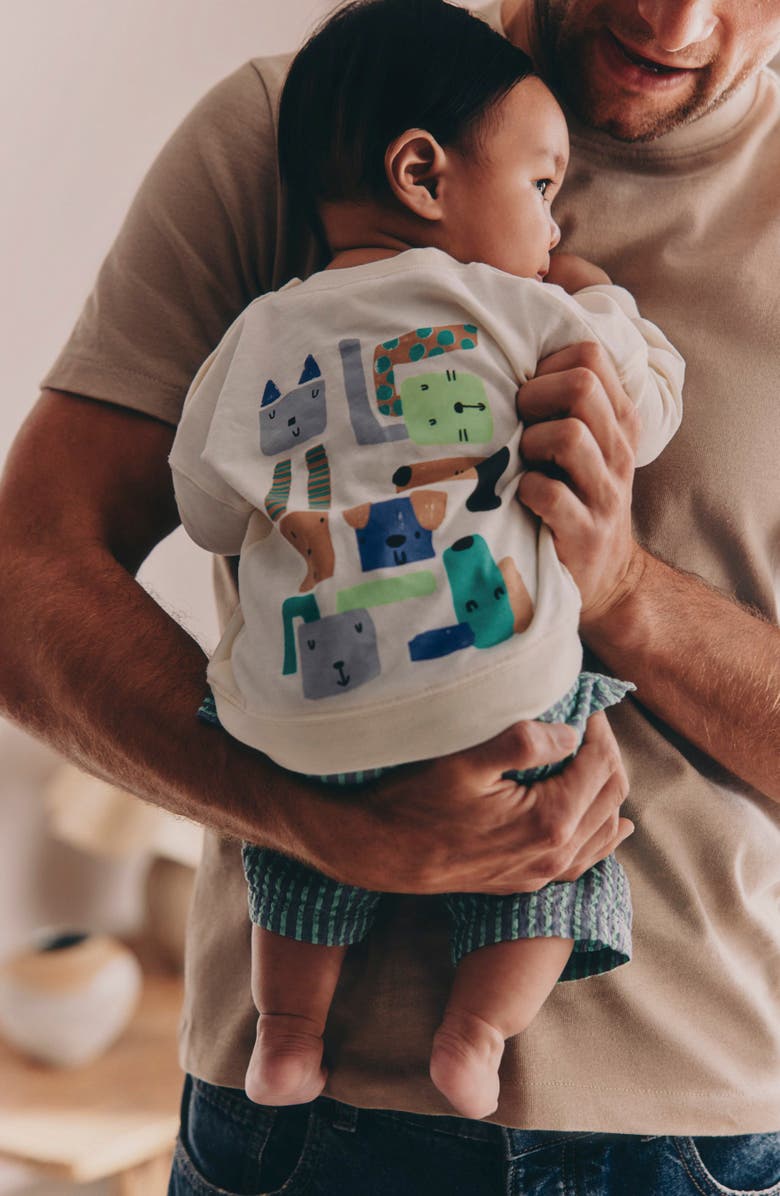 NEXT Pet Graphic Sweater & Stripe Pants Set, Alternate, color, Green