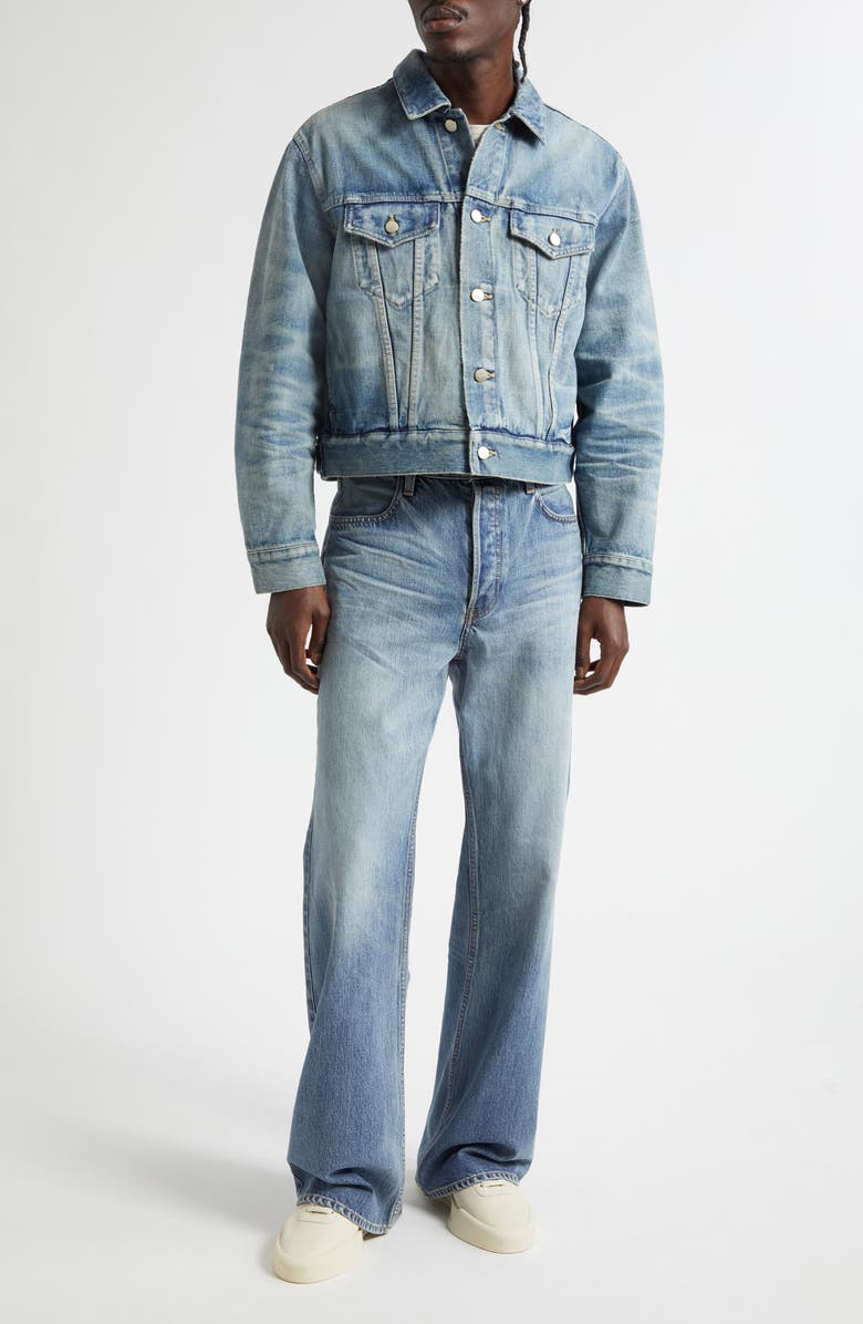Fear of God Classic Selvedge Denim Trucker Jacket, Alternate, color, Vintage Indigo