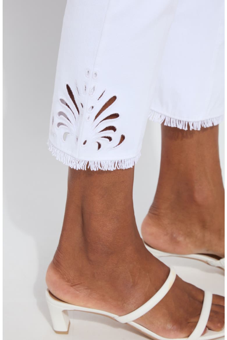 Yori Eyelet Hem Crop Straight Leg Jeans, Alternate, color, WHITE
