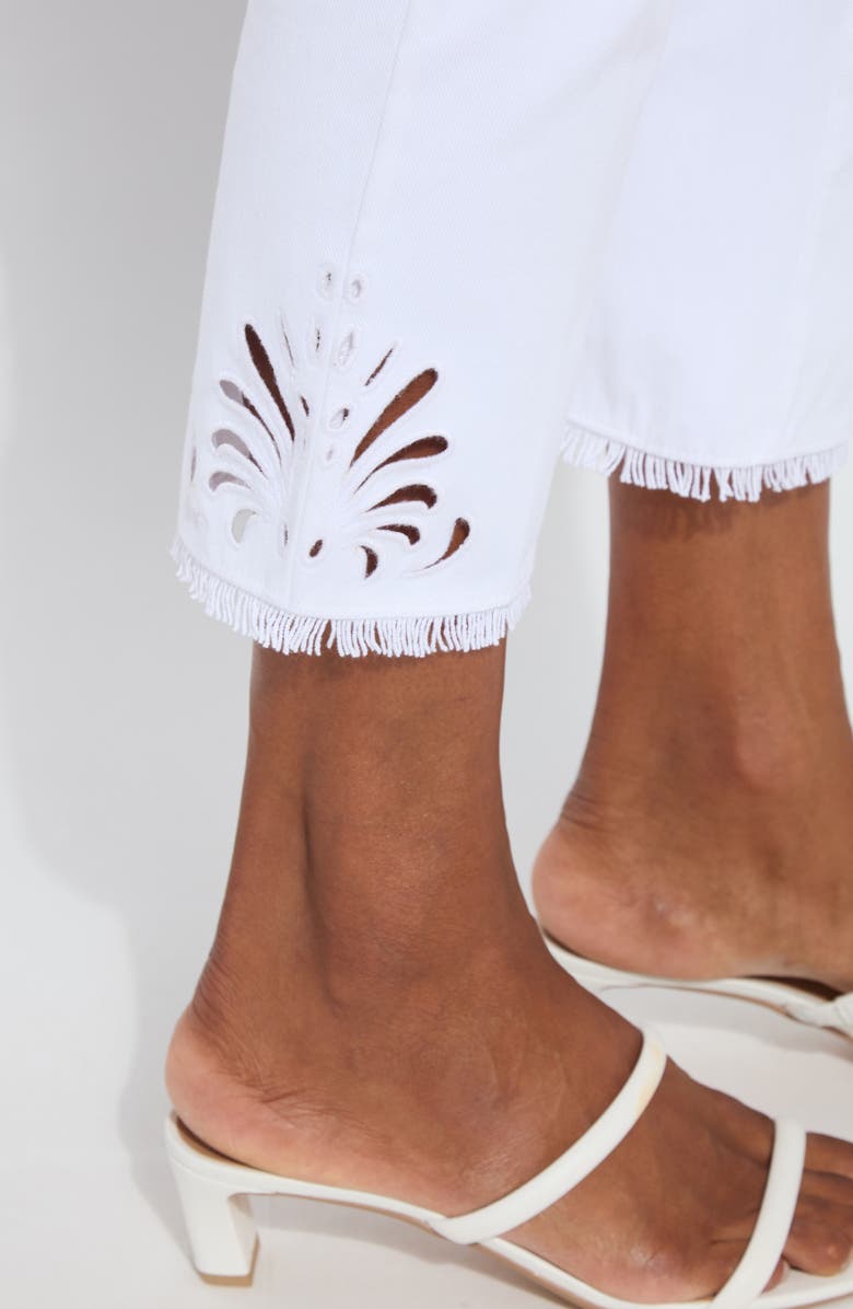 Lysse Yori Eyelet Hem Crop Straight Leg Jeans, Alternate, color, White