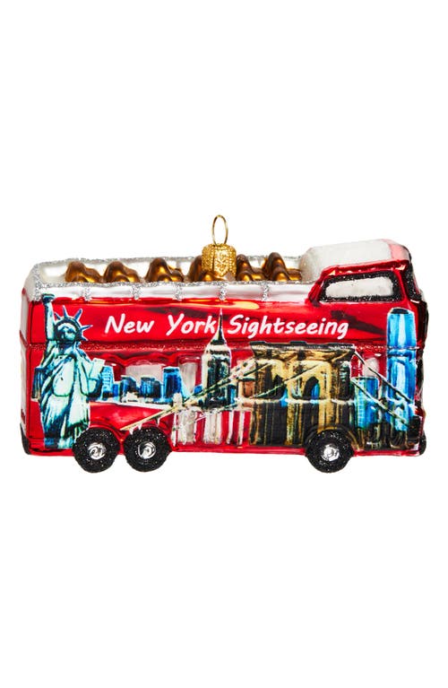 The Whitehurst Company Nyc Double Decker Tour Bus Glass Ornament In Multi