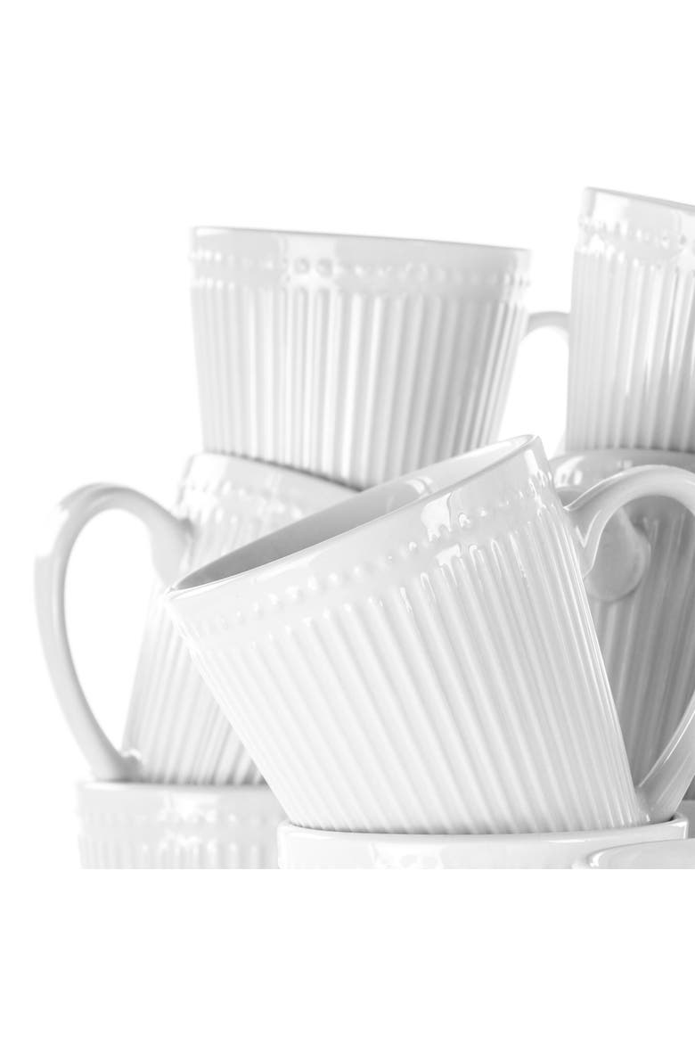 Madeline 12 Piece Porcelain Mug Set, Alternate, color, White
