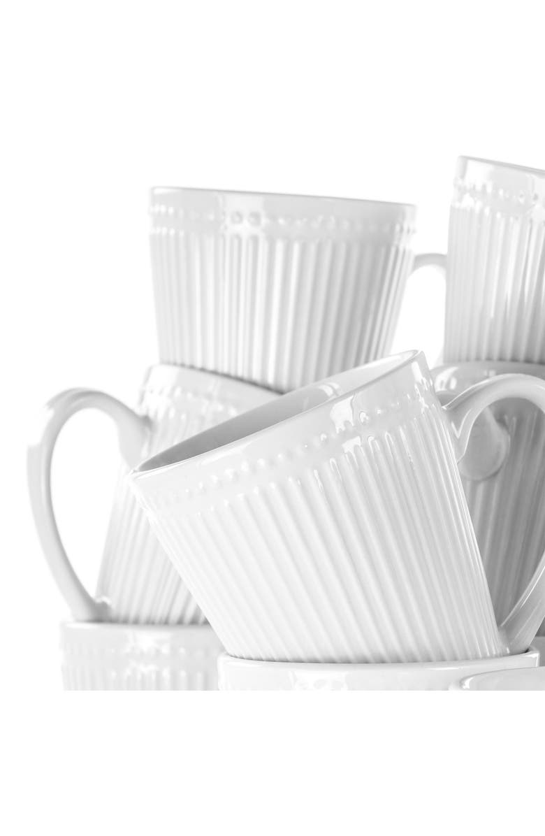 Elama Madeline 12 Piece Porcelain Mug Set, Alternate, color, White
