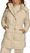 Donna Karan New York Hooded Ribbed Trim Puffer Jacket