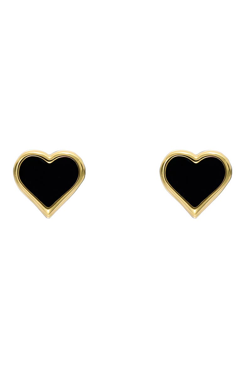 Hailey Enamel Heart Stud Earrings, Alternate, color, GOLD TONE BLACK