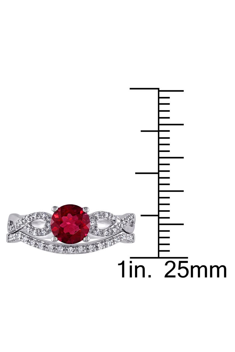Lab-Created Ruby & Diamond Bridal Ring Set, Alternate, color, Created Ruby