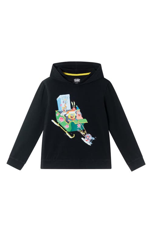 Andy & Evan Kids' SpongeBob SquarePants™ Sleigh Ride Graphic Hoodie in Black 