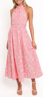 Petal & Pup Taila Eyelet Embroidered Halter Neck Cotton Maxi Dress