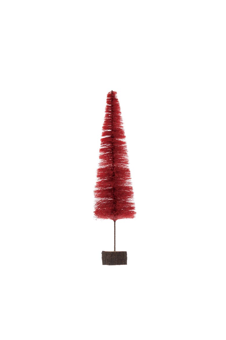 Sisal Bottle Brush Tree with Wood Slice Base, Berry Color, Alternate, color, Multicolor