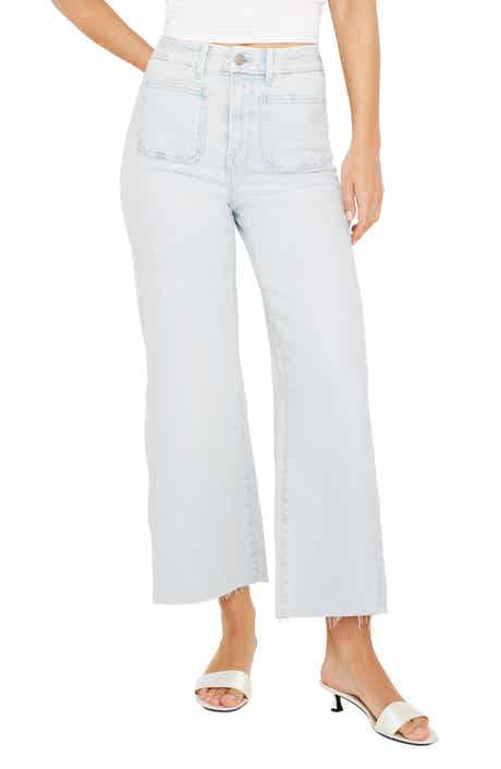 Good American Good Waist High Waist Ankle Stretch Wide Leg Jeans