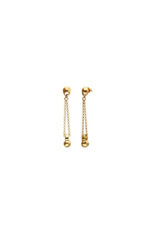 18k gold-plated earrings with long chain and dial detail
