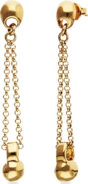 UNODE50 18k gold-plated earrings with long chain and dial detail