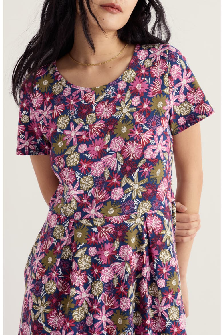 Veronica Floral Stretch Organic Cotton Midi Dress, Alternate, color, SKETCHBOOK BLOOMS ROSA