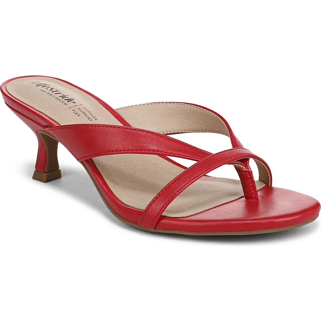 Lifestride Navine Kitten Heel Flip Flop In Red