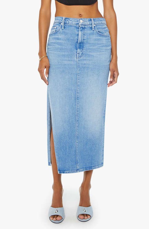 The Split Second Denim Midi Skirt (Mediterranean Muse)