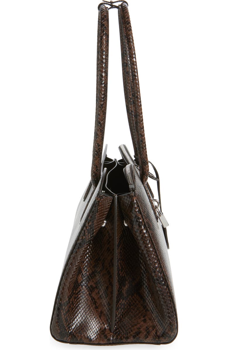 Stella McCartney Ryder Snakeskin Embossed Faux Leather Tote, Alternate, color, Espresso