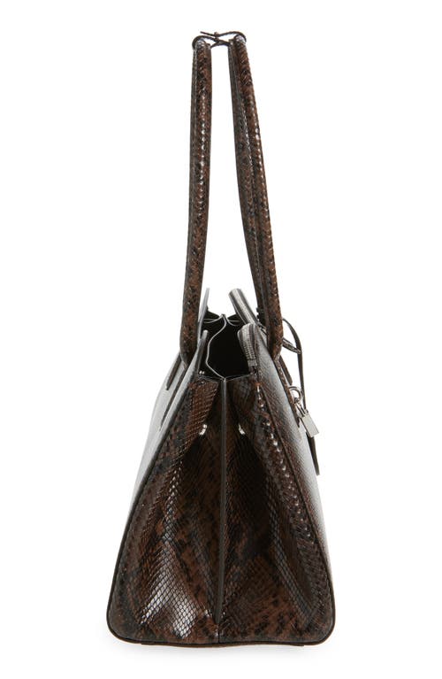 Stella Mccartney Ryder Snakeskin Embossed Faux Leather Tote In Brown