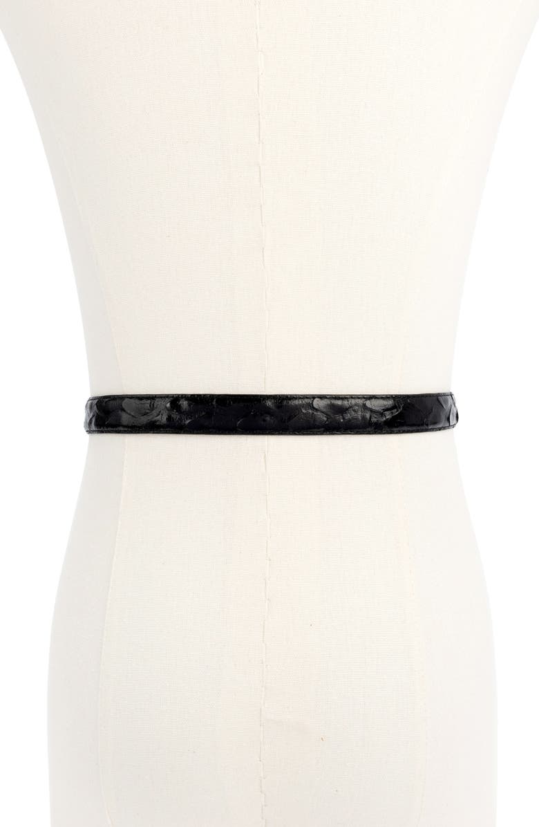 Kurt Geiger London Eagle Leather Belt, Alternate, color, Black Antique Brass