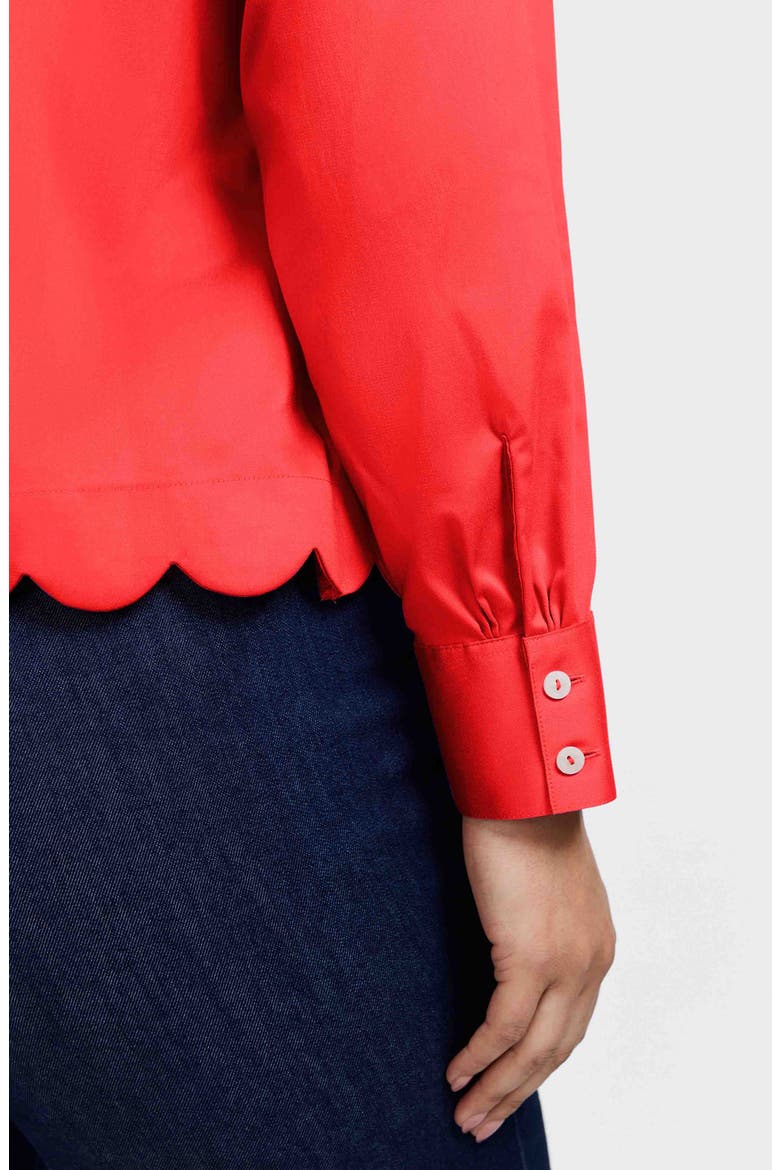 Scarlett Scallop Hem Button-Up Shirt, Alternate, color, SCARLET RED