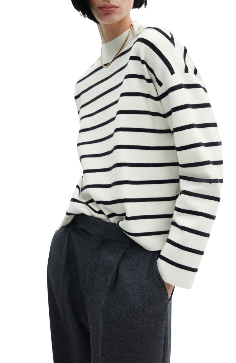 MANGO Stripe Mock Neck Sweater, Main, color, 