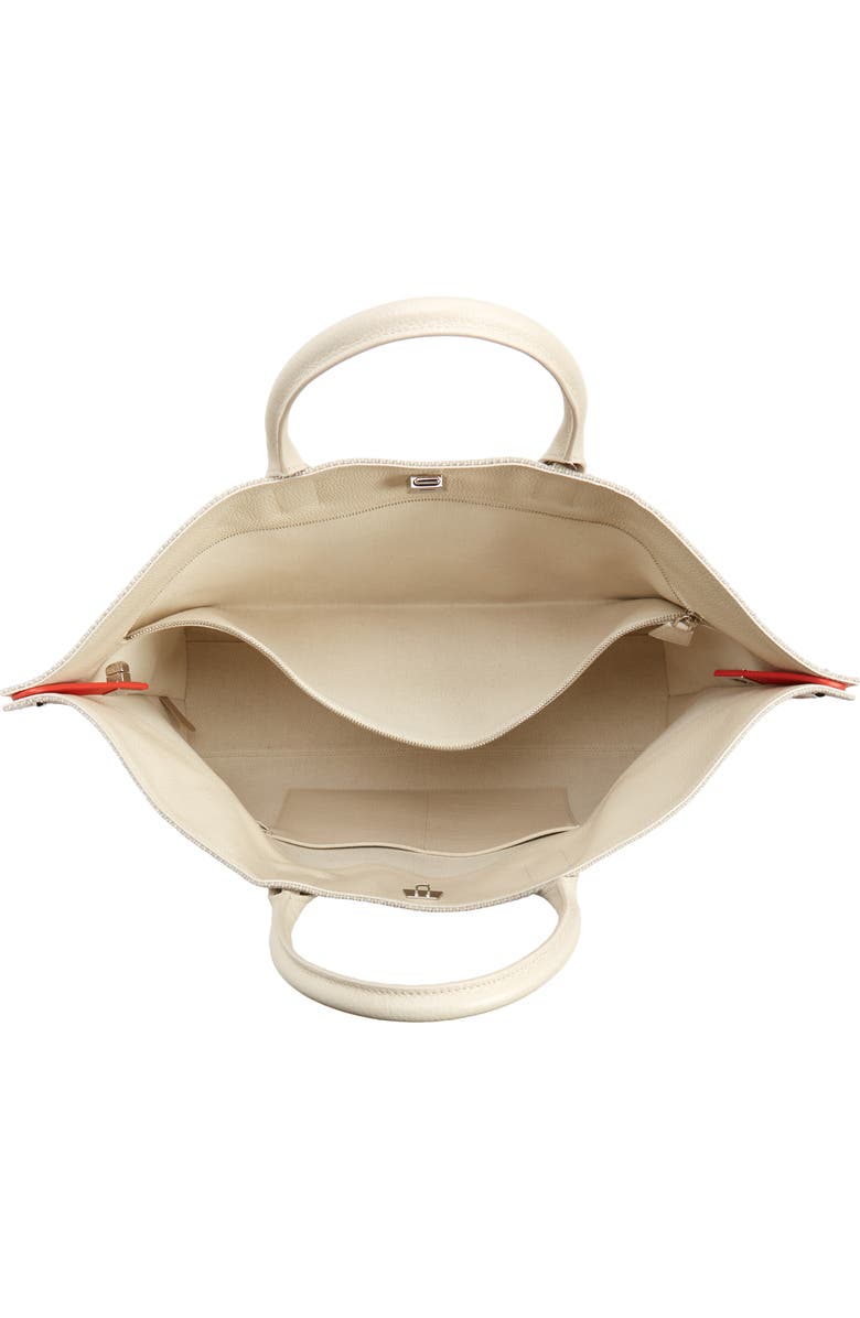 Akris Medium AI Poppies Leather & Canvas Convertible Tote, Alternate, color,