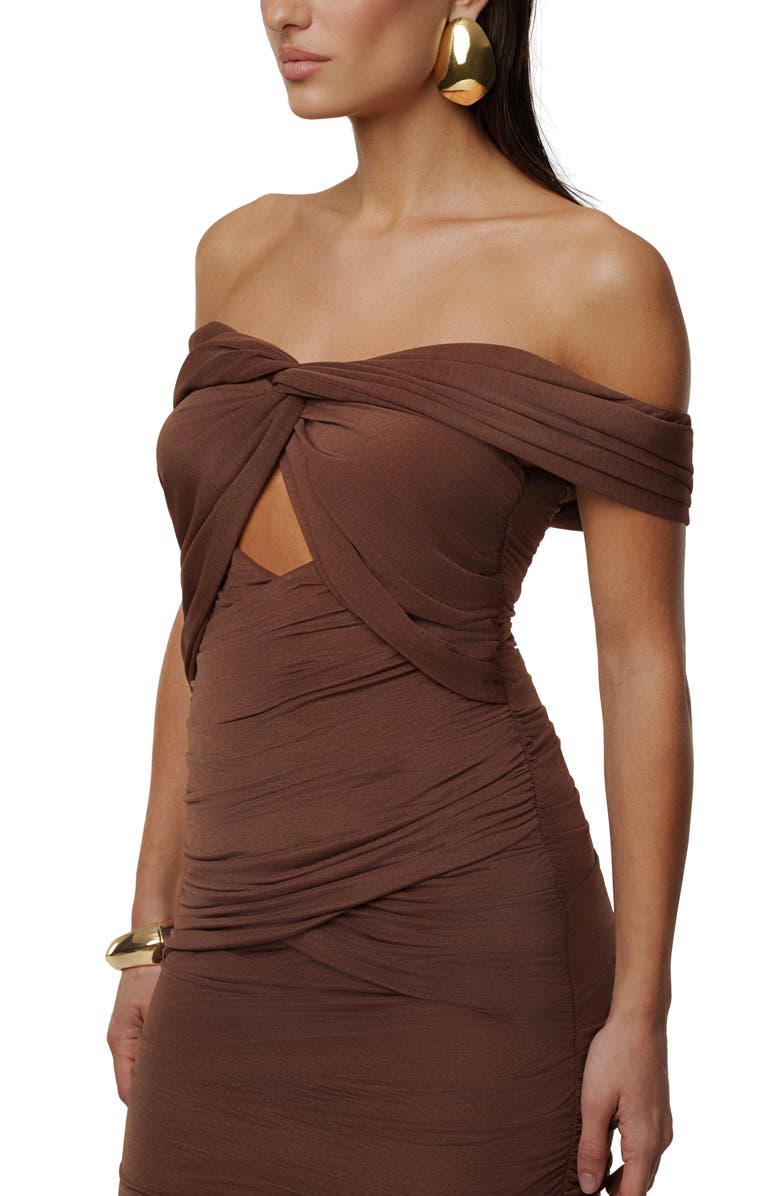 JLUXLABEL Alessandra Off the Shoulder Dress, Alternate, color, Brown