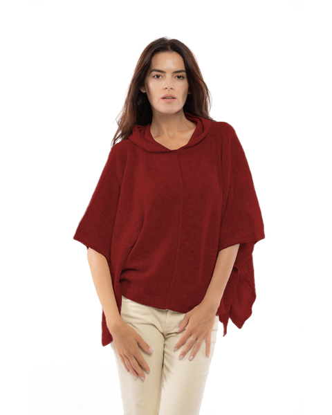 Pure Cashmere Button Hoodie Poncho