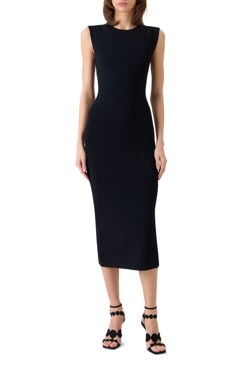 Sleeveless Signature Jersey Midi Dress, Main, color, BLACK