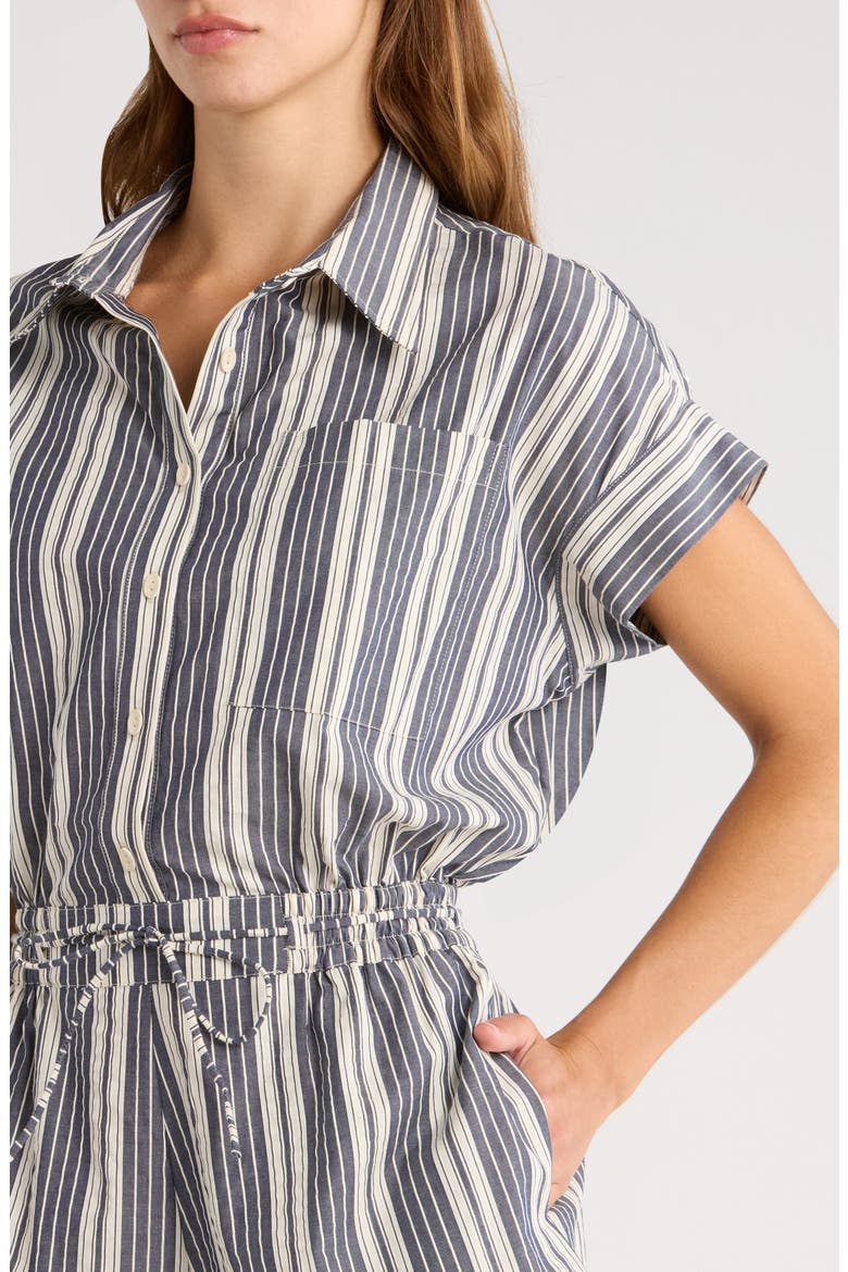 Cyrene Tie Waist Romper, Alternate, color, ANTIQUE NAVY STRIPE