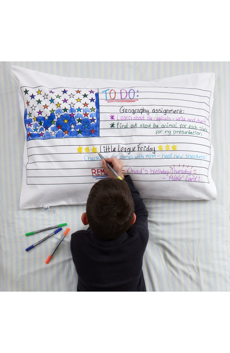 Eat Sleep Doodle Color Your Own Pillowcase US Map, Alternate, color, White