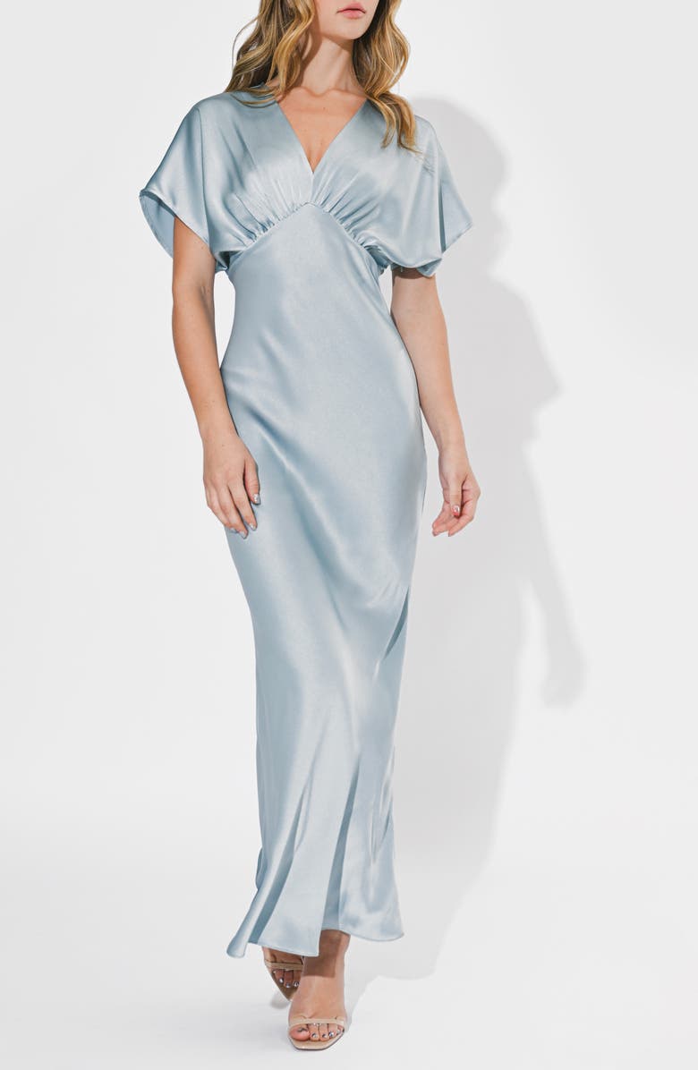 Adelyn Rae Dolman Sleeve Satin Cocktail Dress, Alternate, color, Ice Blue
