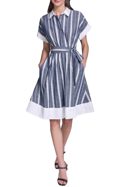 Melange Stripe Short Shirtdress